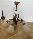 żyrandol 5 kloszy brązowy lampa wisząca
