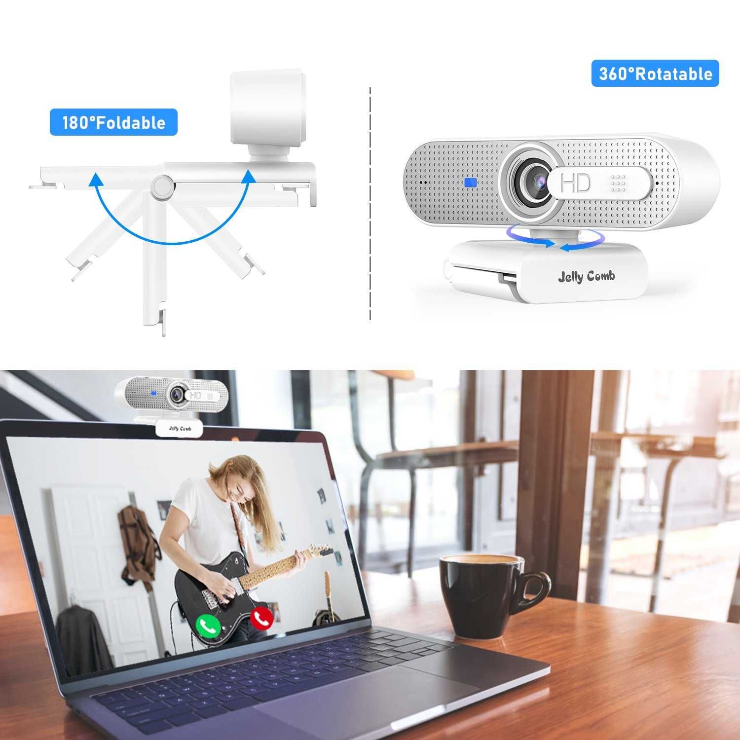 Jelly Comb Kamera internetowa z mikrofonem HD 1080P USB WEBCAM Skype