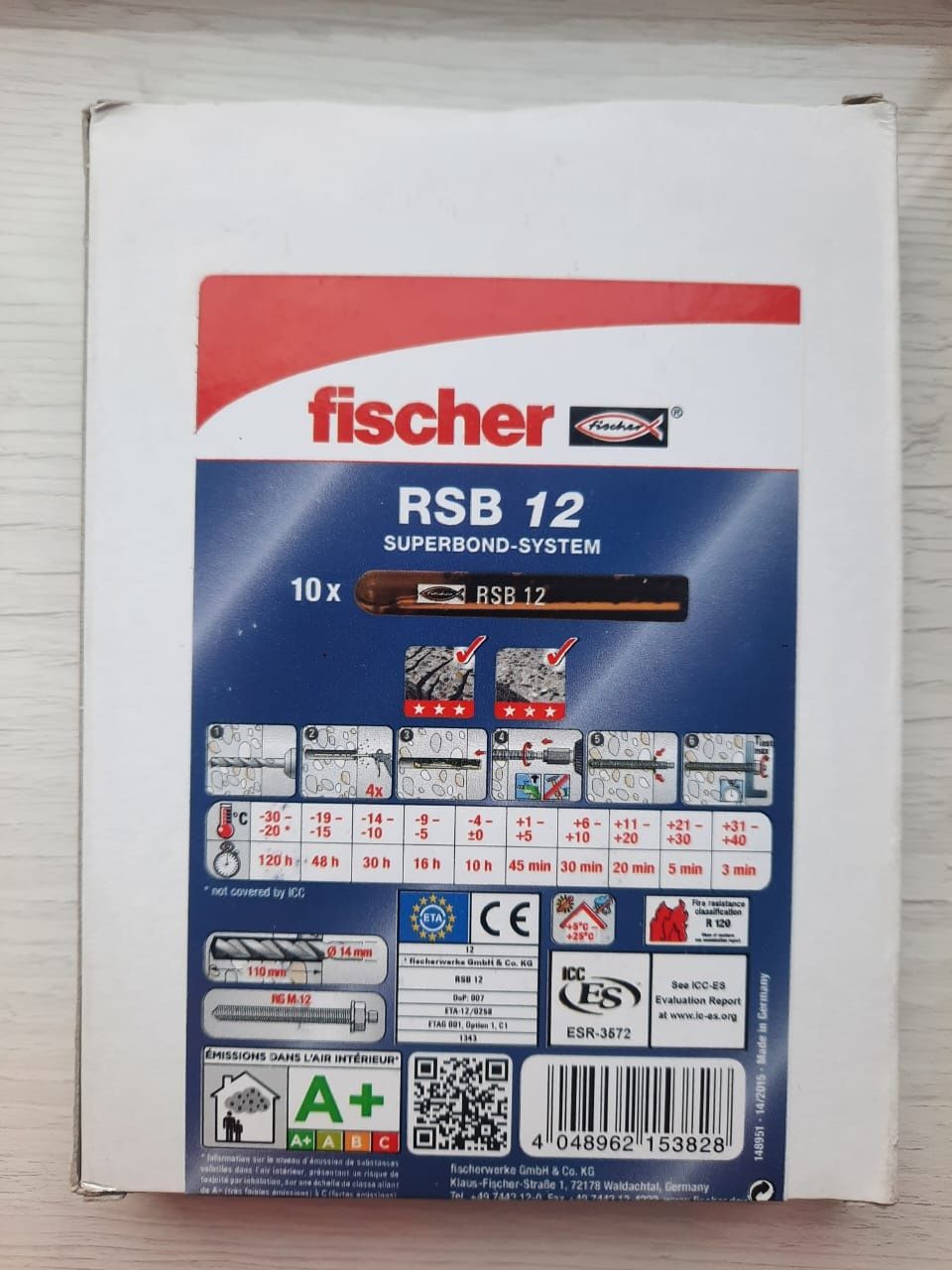 Fischer RSB 12 ампула клейовий анкер