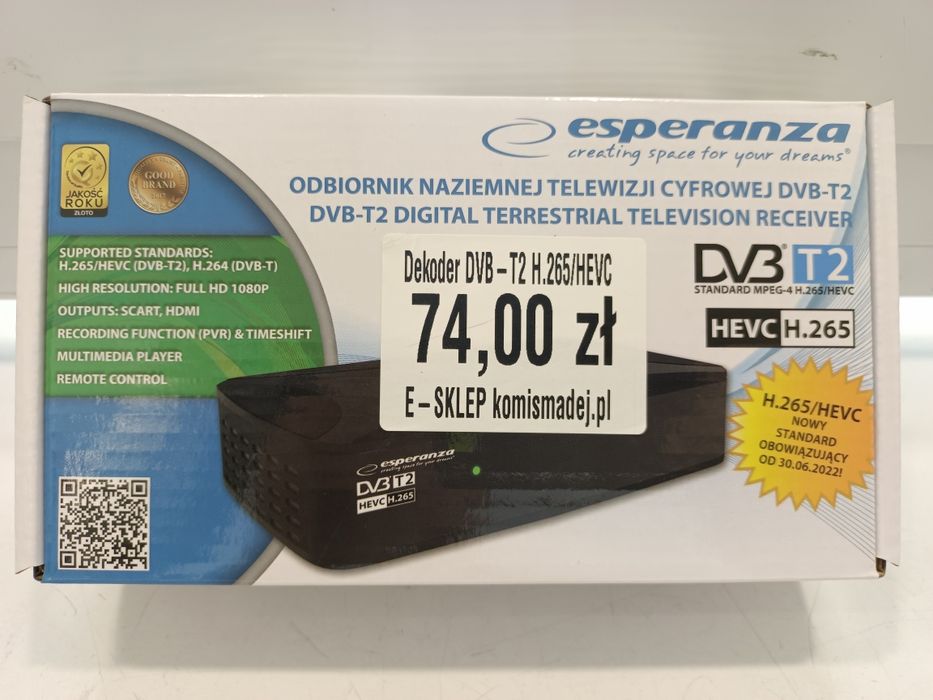 NOWY tuner do telewizji DVB-T2 HEVC H.265 EV108r Komis Madej Sosnowiec