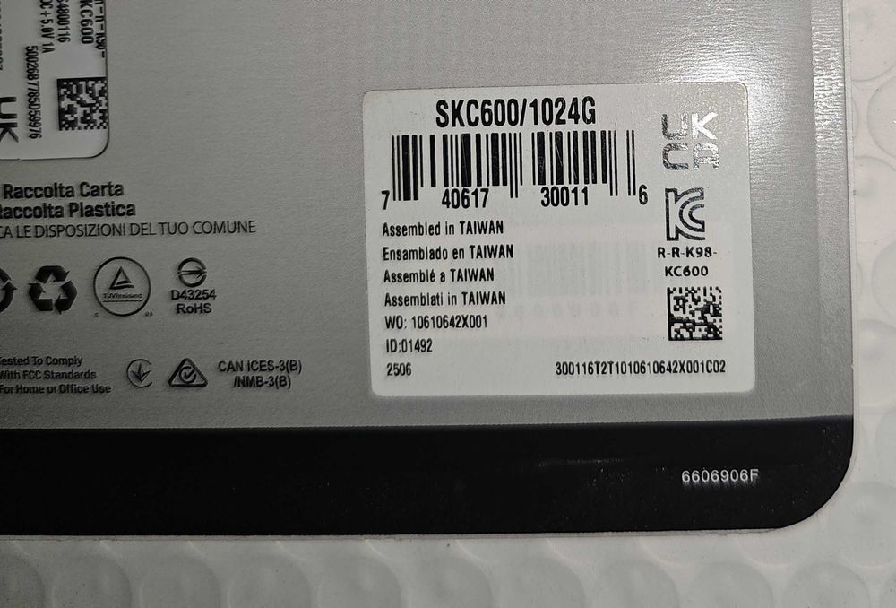 SSD диск Kingston KC600 1TB 2.5" SATAIII 3D NAND TLC