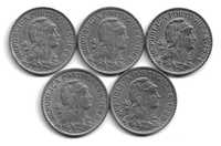 Lote de 5 moedas de 1 escudo Republica Portuguesa