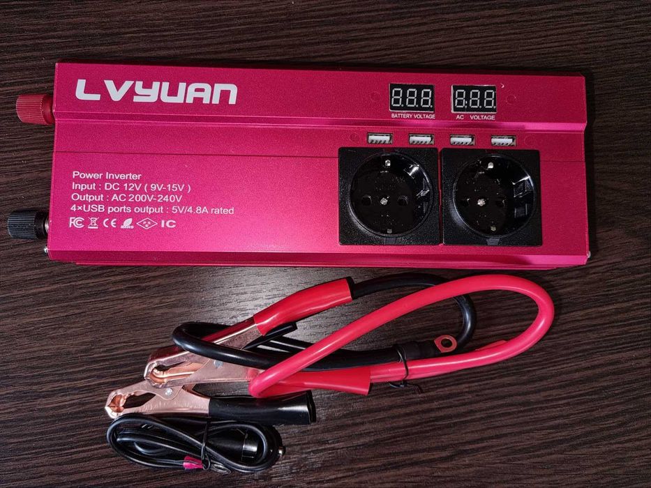 Інвертор LVYUAN DC 12V AC 230V 1000W 4X USB