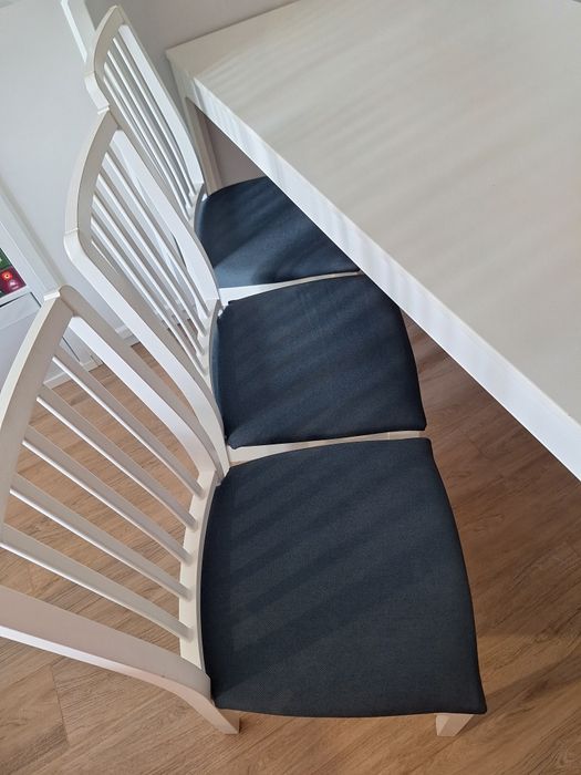 Stół rozkładany 180/240x90 i 6 krzeseł EKEDALEN IKEA  biały + pokrowce