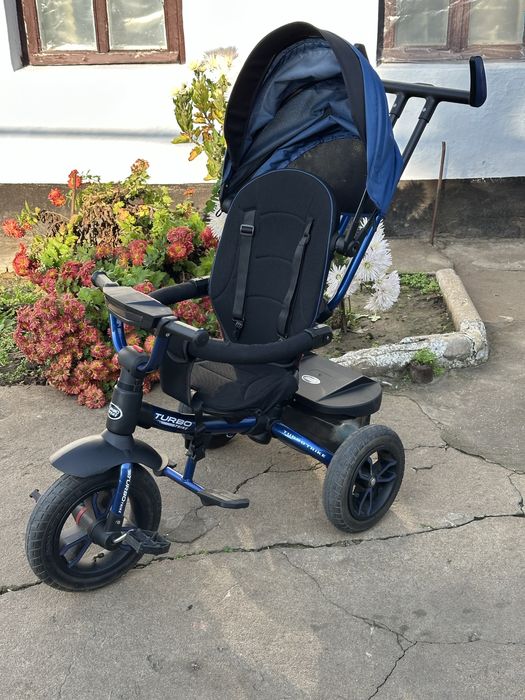 Дитячий триколісний велосипед-коляска Turbo Trike (синій)