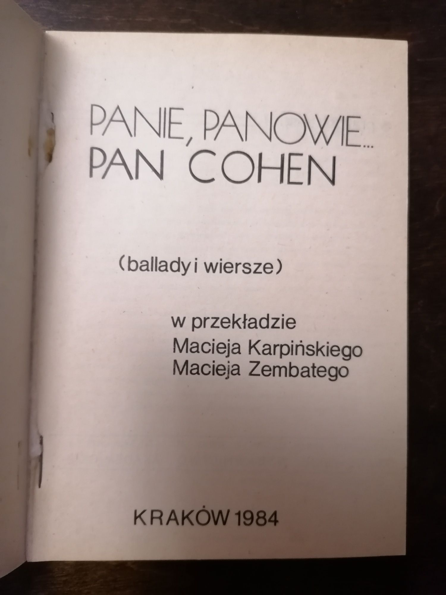 Panie panowie Cohen ballady i wiersze Piękni przegrani