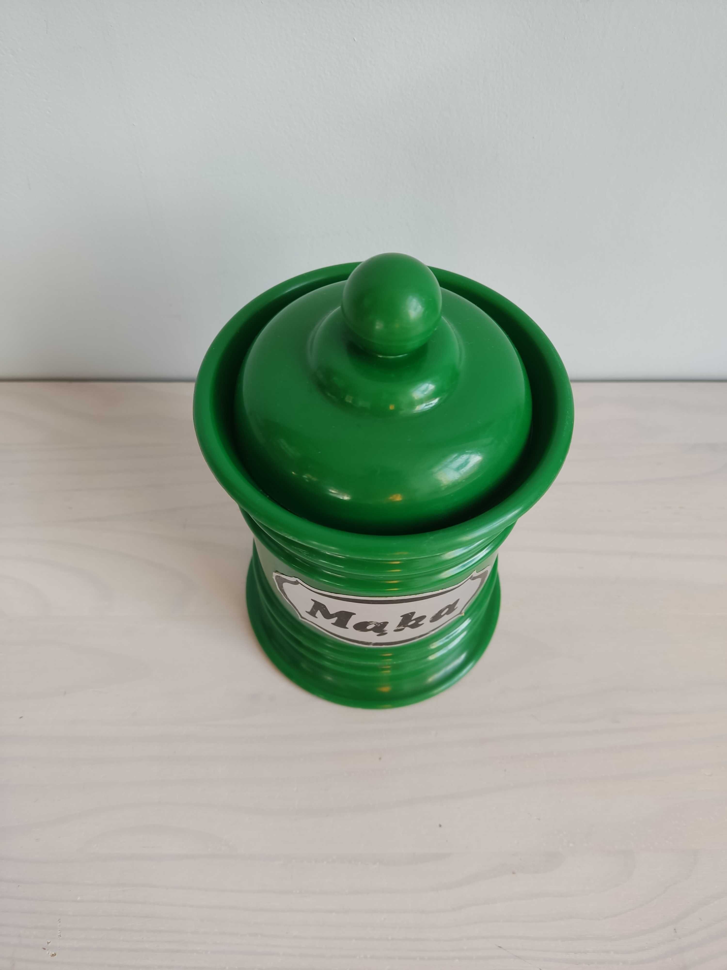 Pojemnik plastikowy zielony na mąkę PRL