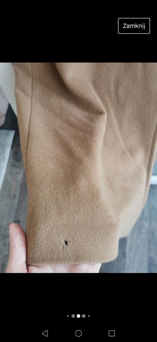 Brązowy płaszcz klasyczny długi 52 wełna kaszmir camel coat wool cashm