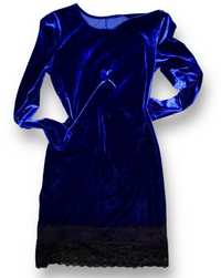 Бархатное платье женское синие