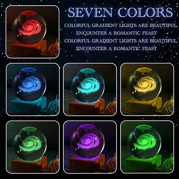 Lampka Nocna Led 3D Saturn Ozdoby Kryształowych Kul 6 Kolorów Dla Dzie