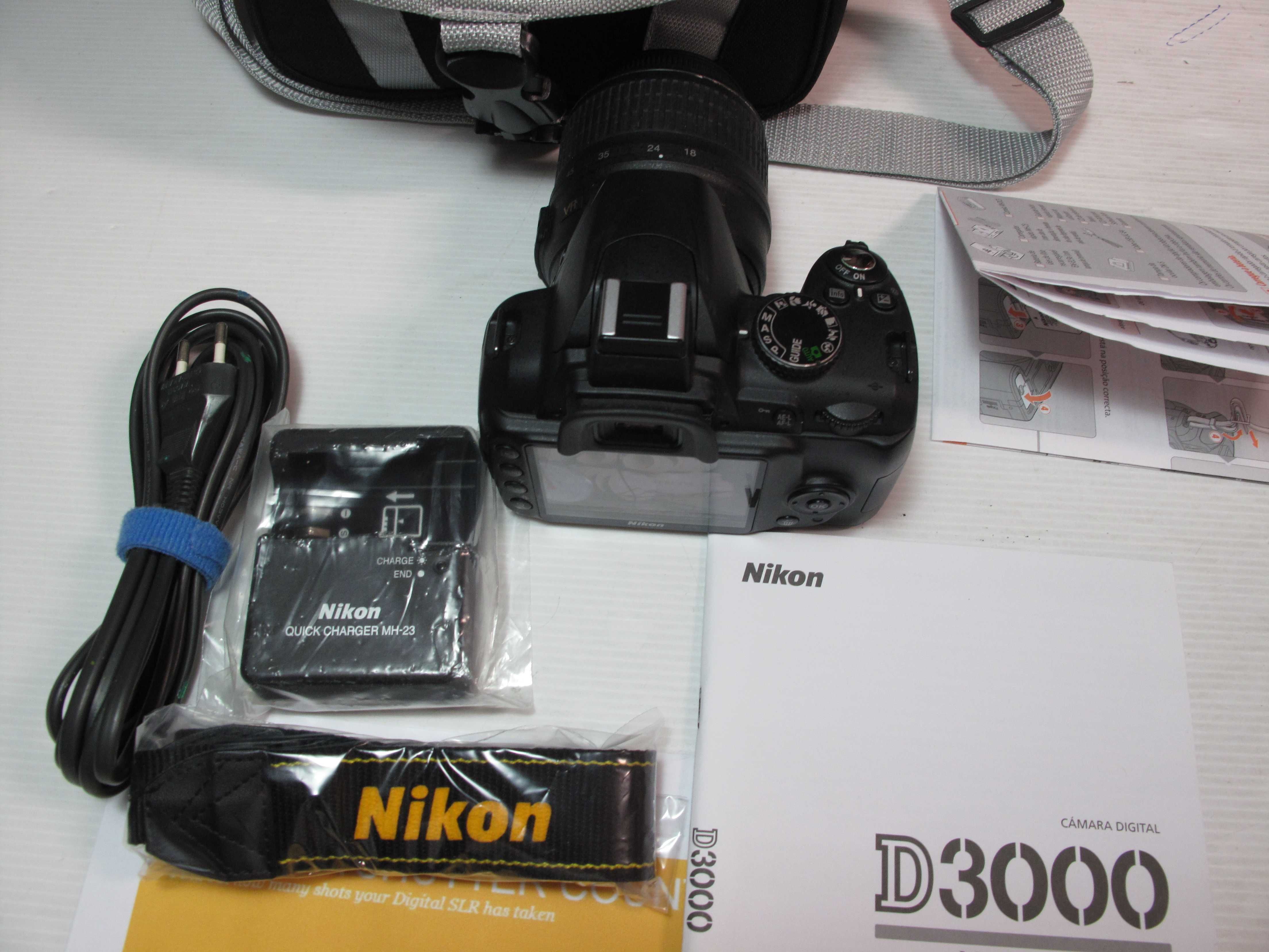 Nikon 3000D + 18-55mm só 5 mil disparos na bolsa com acessórios