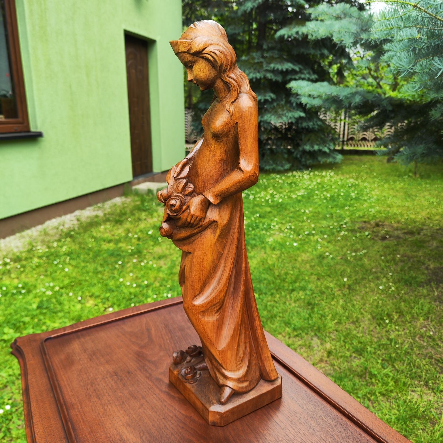 Figura z drewna Św Elżbieta 58cm