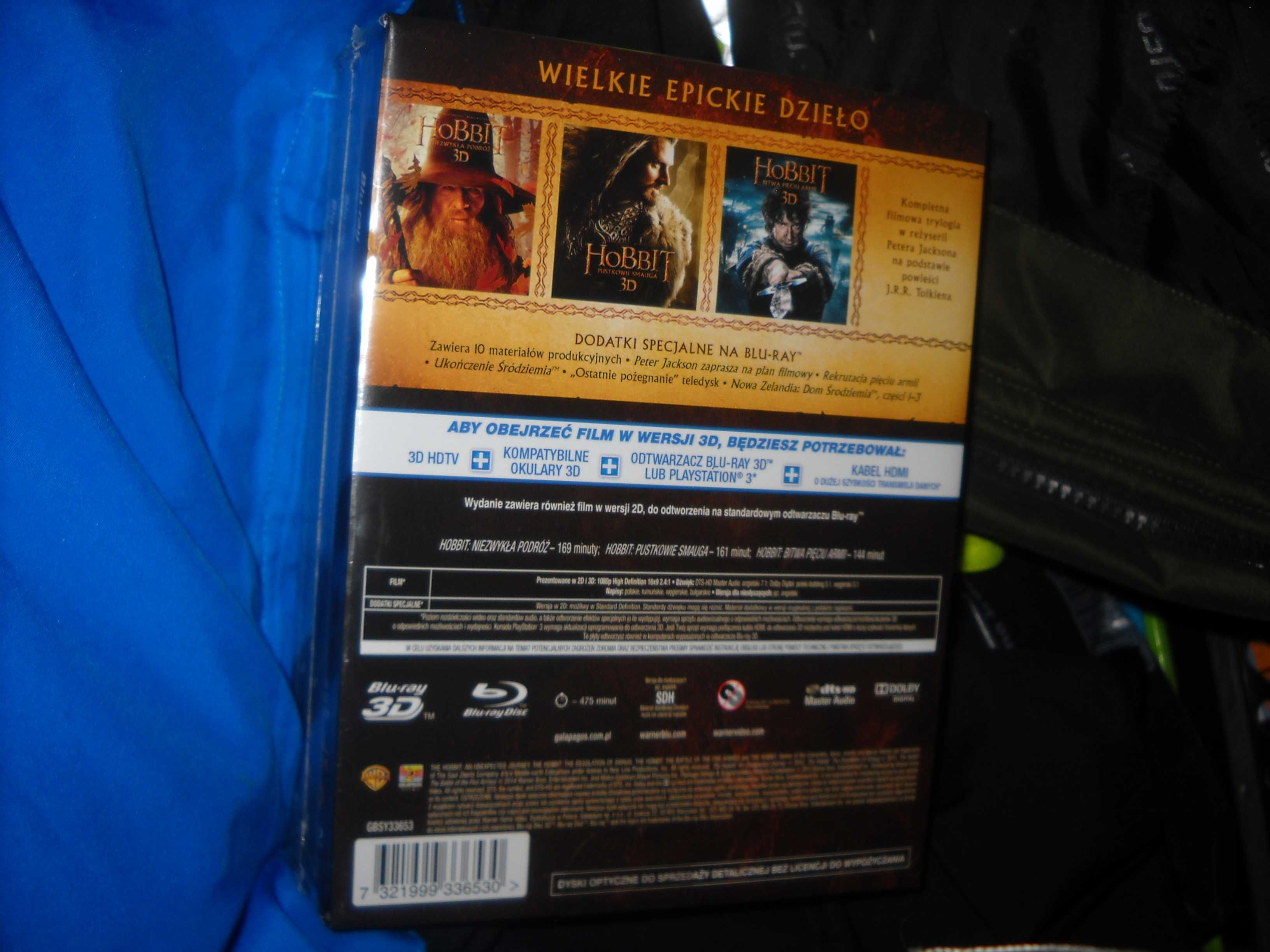 Hobbit Trylogia Blu-Ray3d + Blu-Ray po Polsku - FOLIA - Wysyłka Gratis