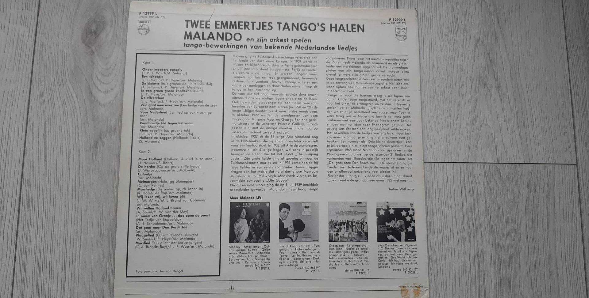 Malando " Twee Emmertjes Tango's Halen"- płyta winylowa