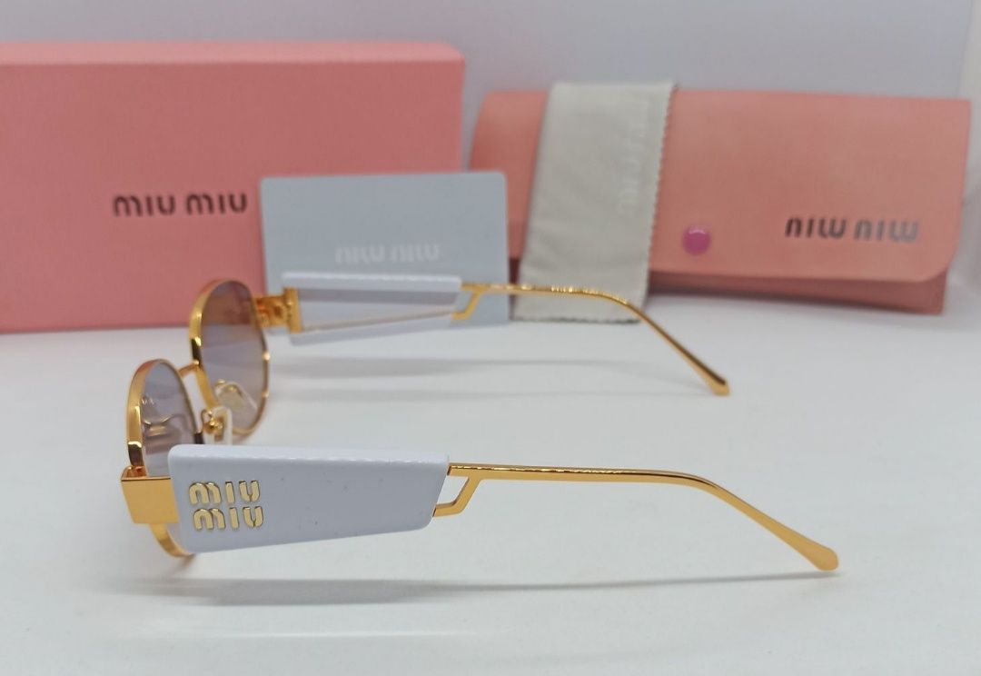 Miu Miu очки женские стильные овальные фиолетово бежевый градиент