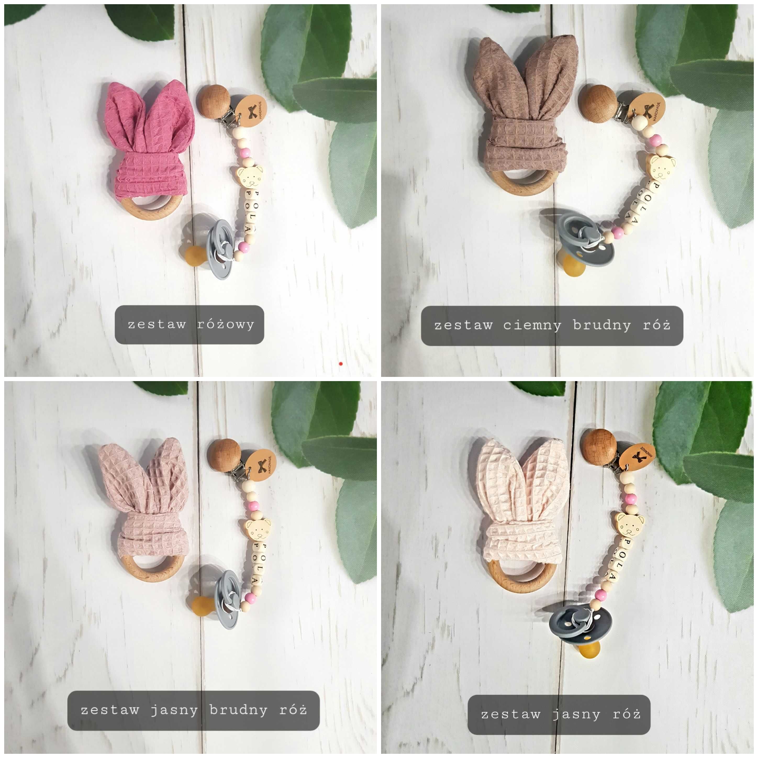 Zawieszka do smoczka i gryzak baby shower dla niemowlaka wafel mięta