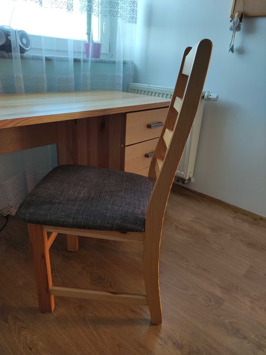 Biurko sosnowe lite drewno z krzeslem