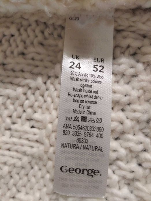 на пишні форми! Теплий довгий светр фірми George, розмір 24(52/XXL)