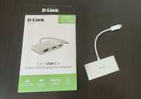 Adaptador D-Link USB-C p/ 1 HDMI + 1 DP + 1 VGA Branco