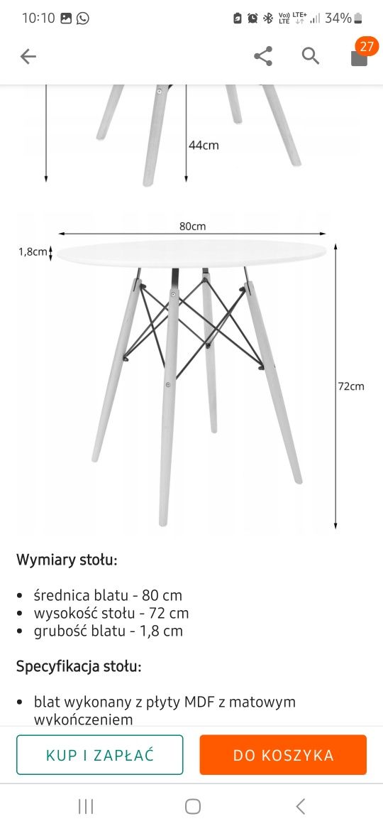 Stół okrągły 80cm