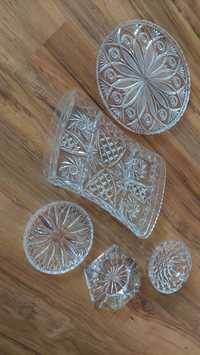 Kryształy komplet 8 naczyń naczynia kryształowe różne wzory PRL