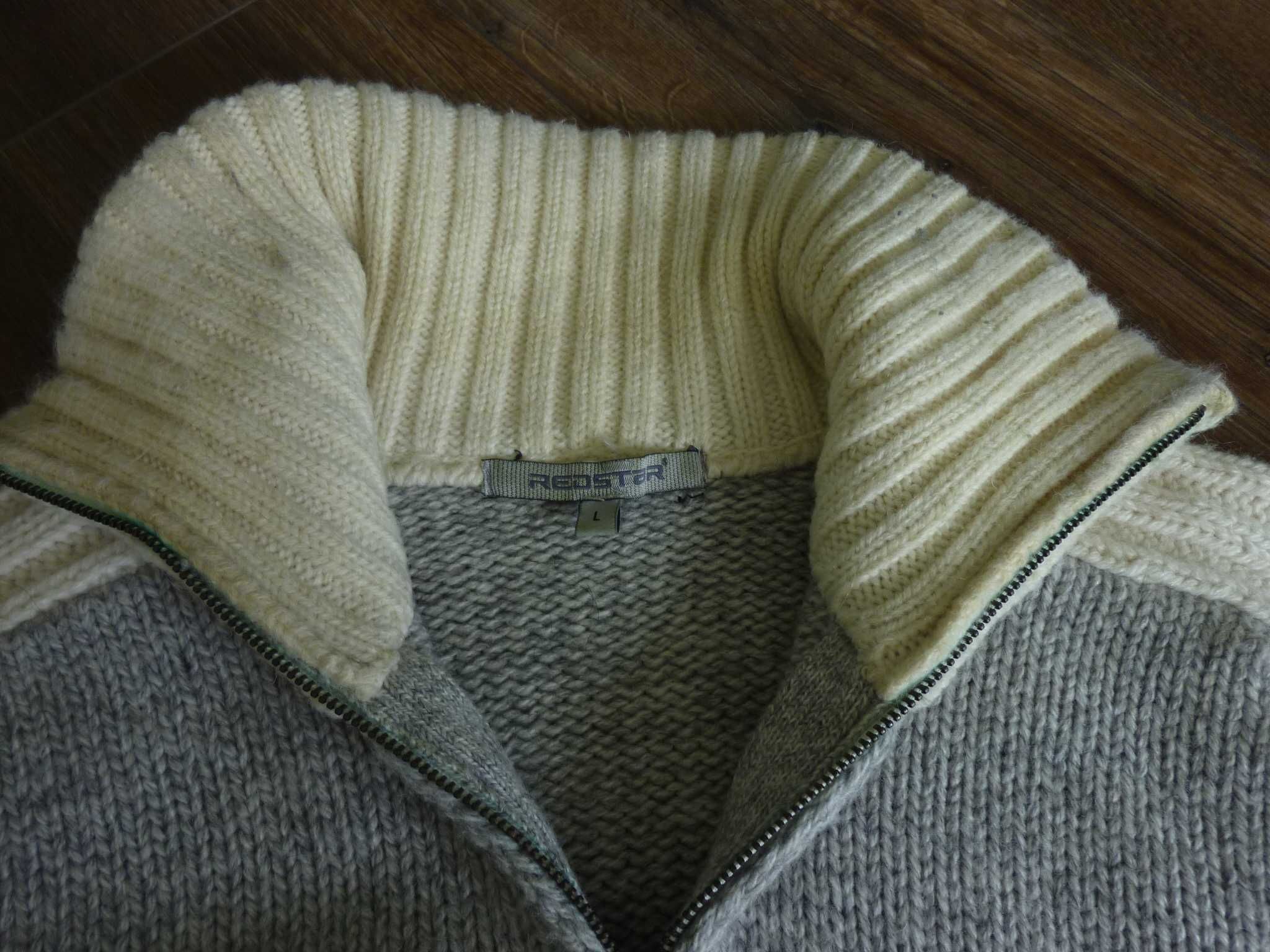 Ciepły gruby sweter REDSTAR rozpinany wełna MERINO