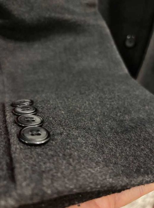 Пальто мужское Appart, серое, шерсть, длинное, осеннее, зимнее, 48