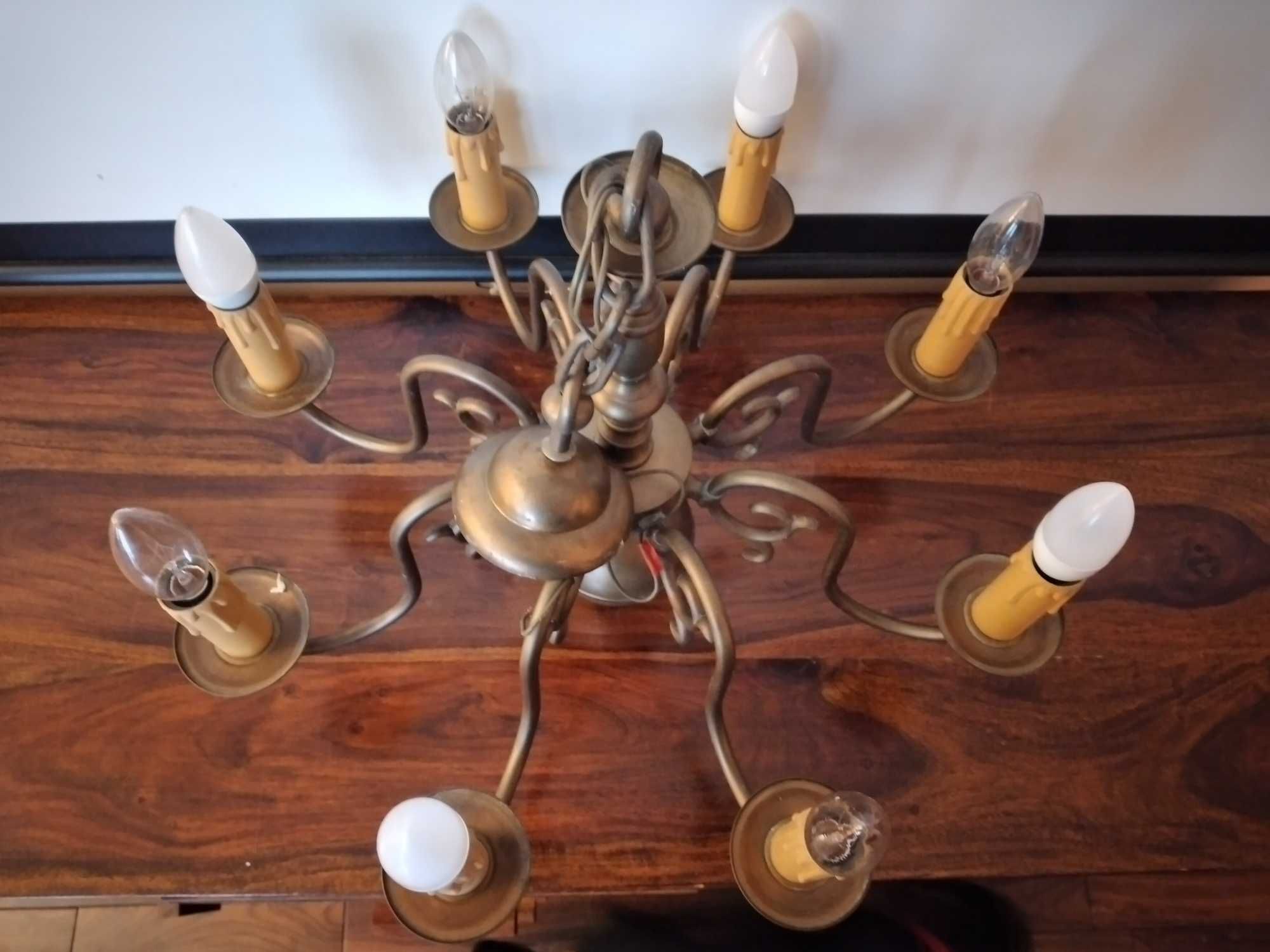 Żyrandol mosiężny vintage, lampa sufitowa