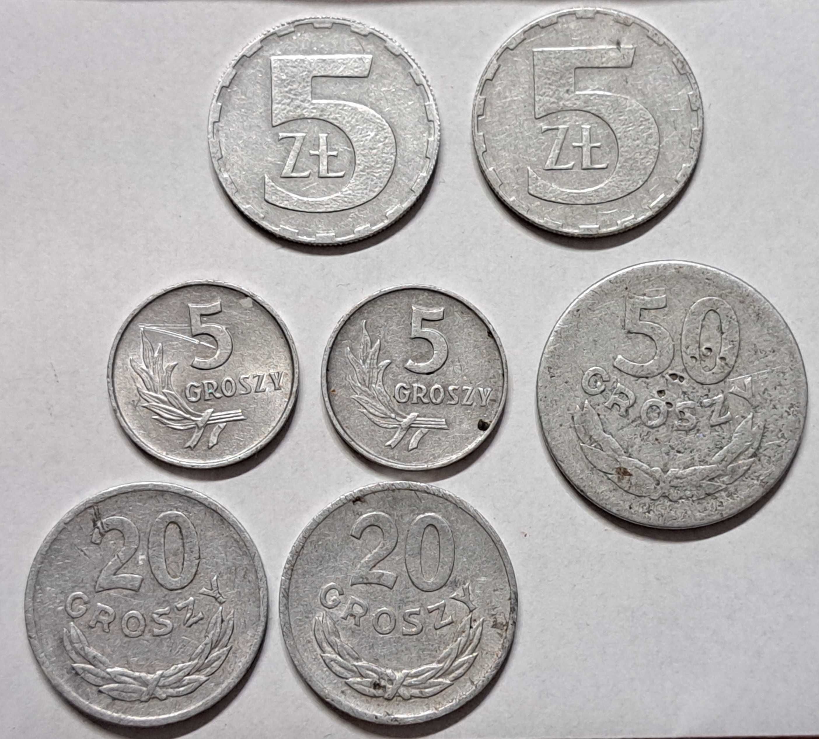 Monety stare różne srebrne 5 Marek 1935, 5  Franków 1960 i inne