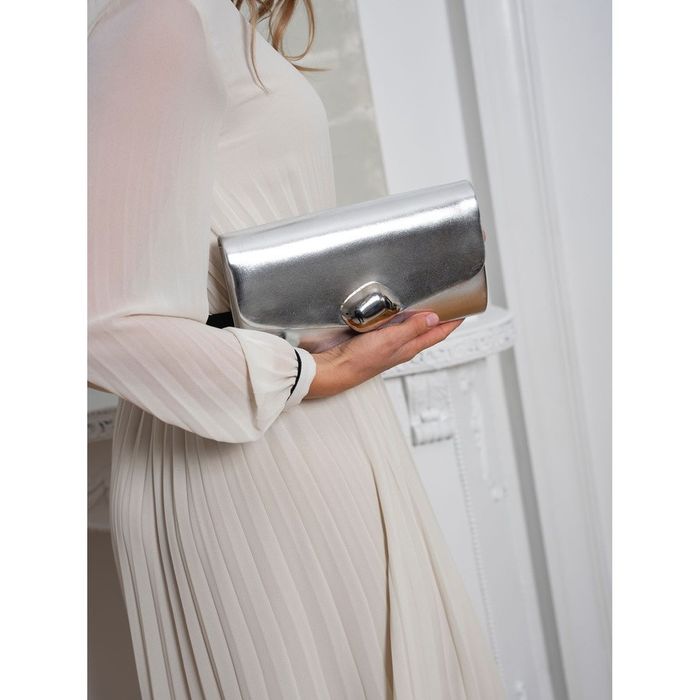 srebrna kopertówka damska ze skóry ekologicznej - rovicky