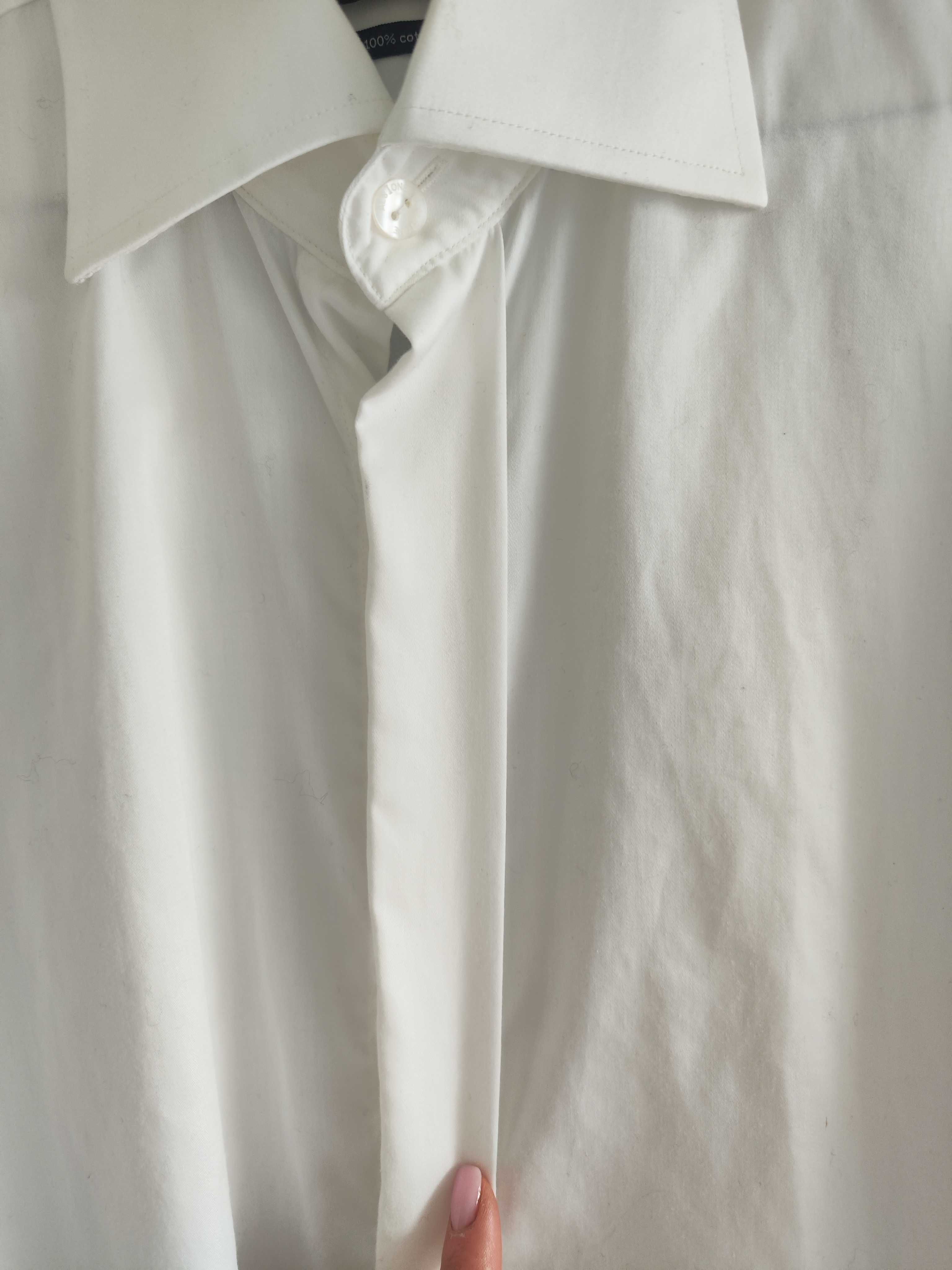 Koszula ślubna męska Albione 40 bawełniana elegancka śmietankowa ivory