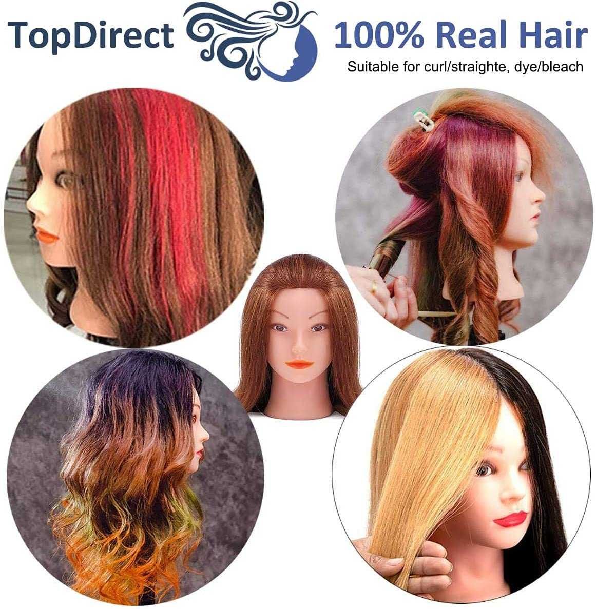 Cabeça de Manequim, TopDirect  100% Cabelo Humano Práticas Formação