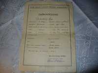 Stary dokument z kursu kroju i szycia 1946 r Września