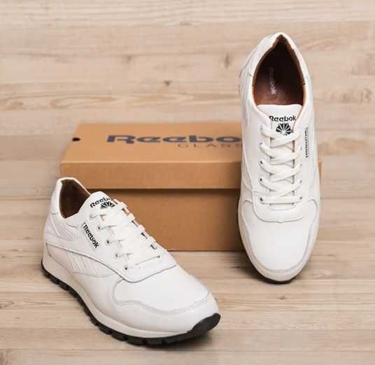 Долговечные мужские кроссовки кожа white pearl reebok classic 002elite