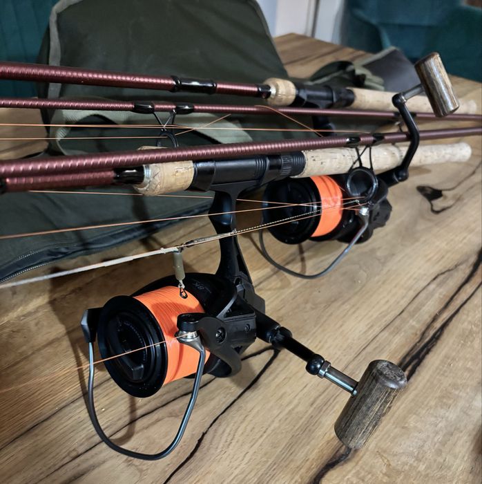 Zestaw karpiowy 2x Delphin ETNA E3 CORK 10ft wędki OKUMA 8K kołowrotki