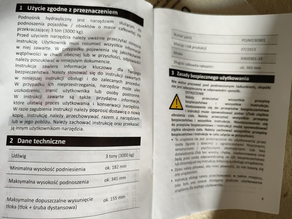 Podnośnik hydrauliczny słupkowy, udźwig 3T, GT Max