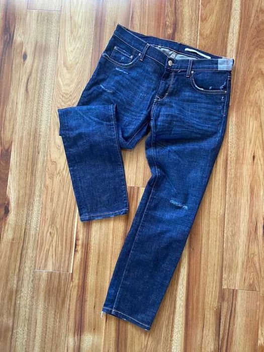 Zara jeans m 38 40 l dziury jasne dzins przetarcia proste spodnie
