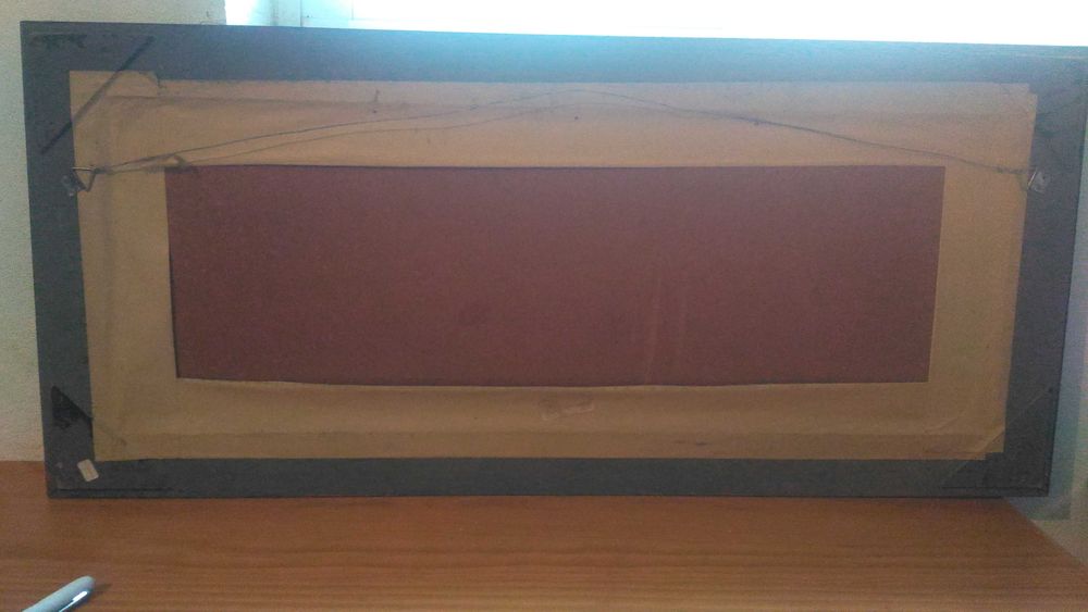 Quadro com motivo caça. Caixilho em madeira 87x39 cm