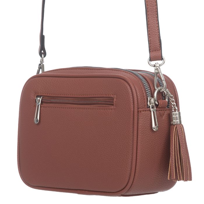 FLORA&CO torebka skórzana eko listonoszka z paskiem V572 c.taupe