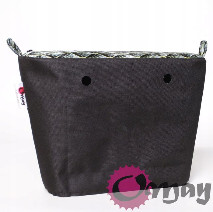 Czarny organizer do OBAG MINI welur żółty szary 2 kieszenie OMAY