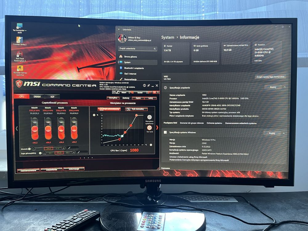 Zestaw PC do gier z TV.