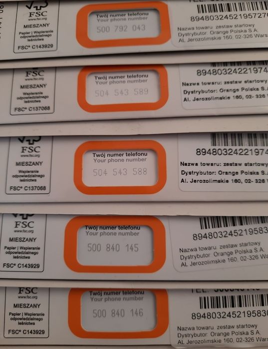 Nowa karta sim złoty numer Orange platynowy