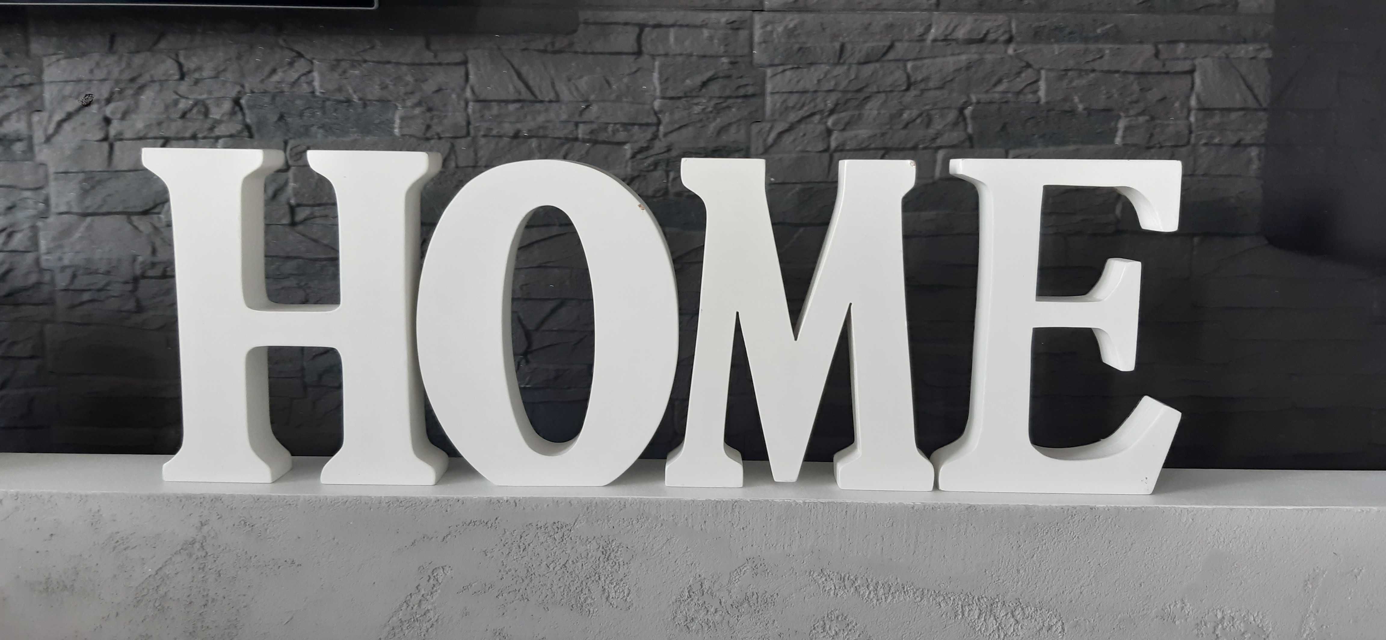 Litery drewniane białe, napis HOME