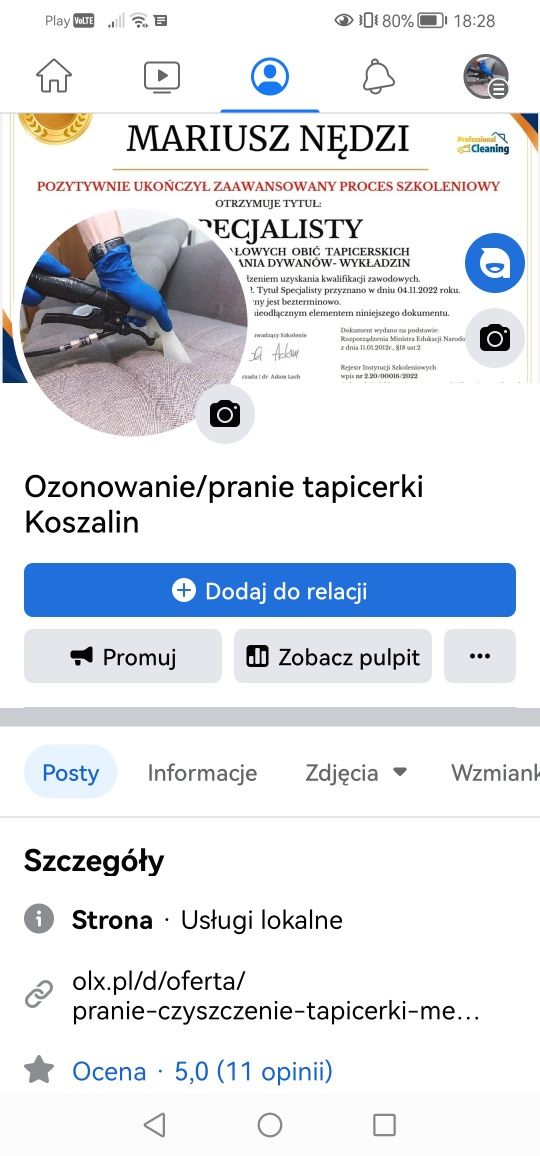 Pranie/czyszczenie tapicerki meblowej, ozonowanie mieszkań, lokali