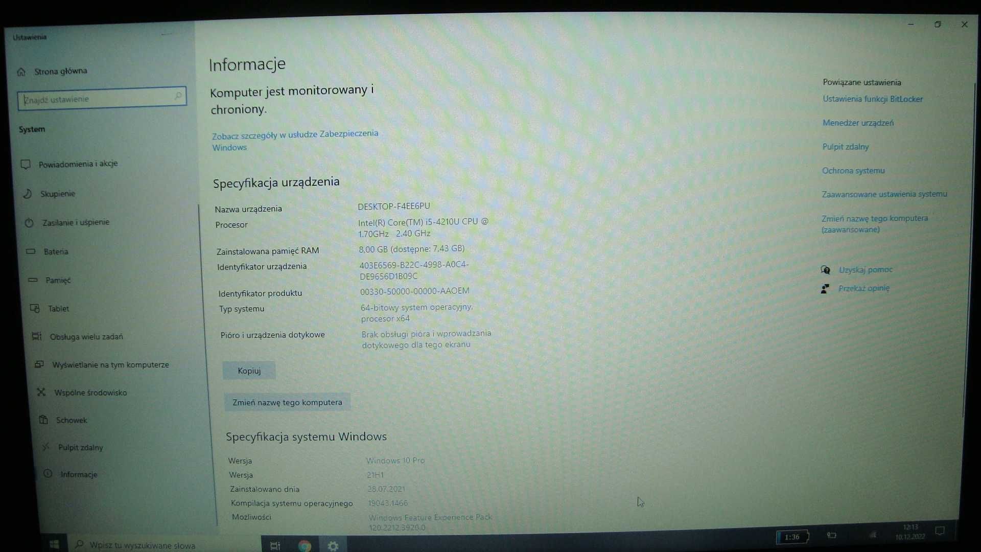 LAPTOP HP 840  4GB 256 SSD W10