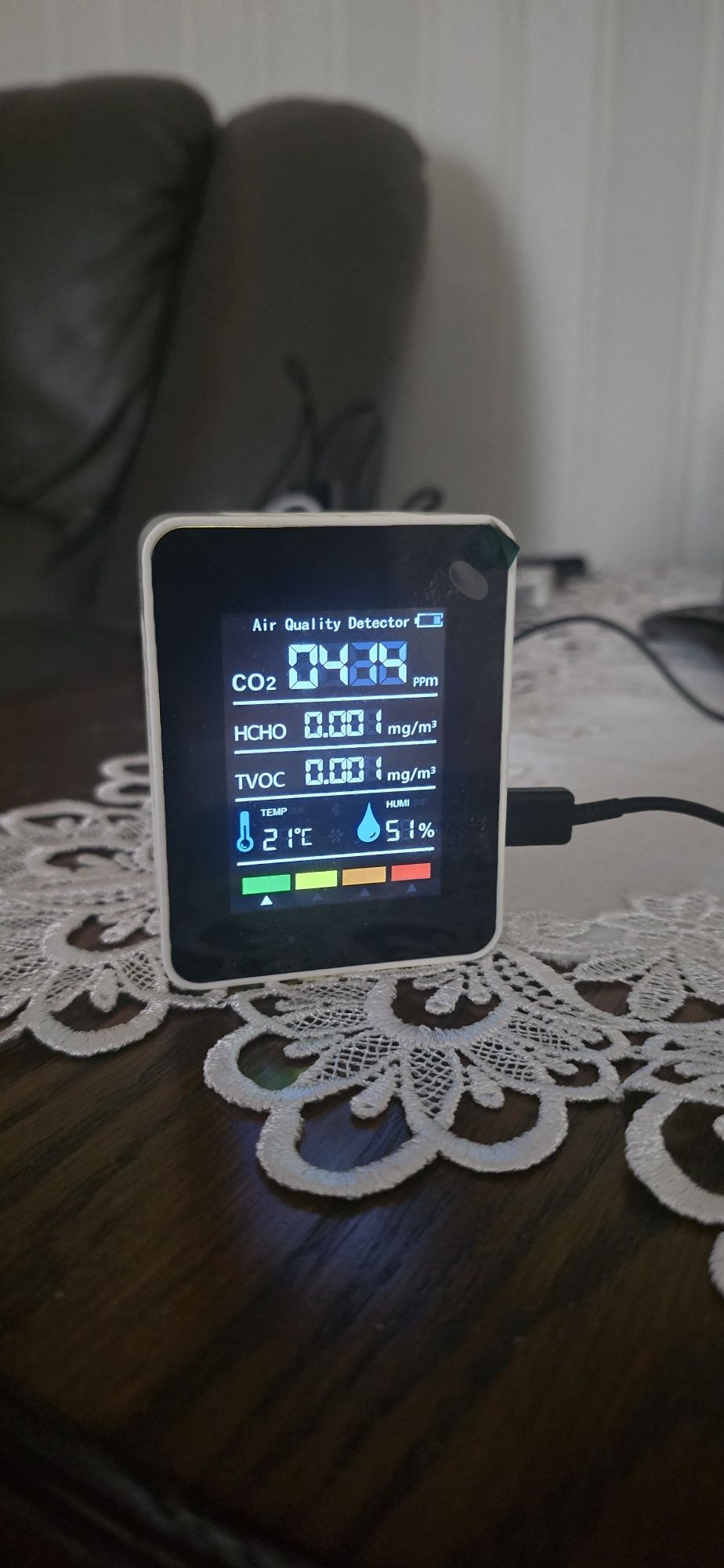 5 в 1 Цифровий детектор якості повітря CO2 HCHO TVOC Монітор температу