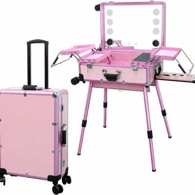 Mala Trolley Camarim Profissional com Luzes LED Bluetooth