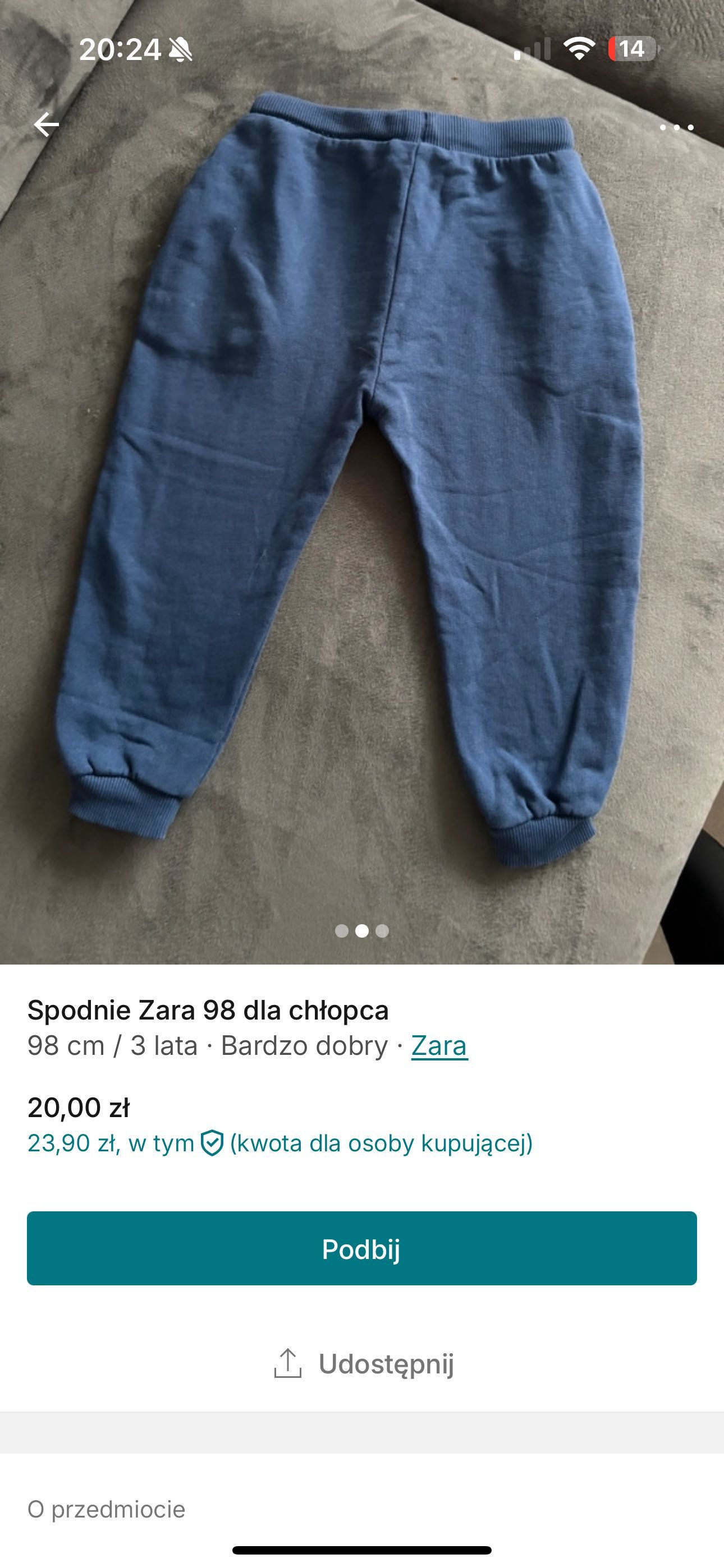 Spodnie dla chłopca Zara 98