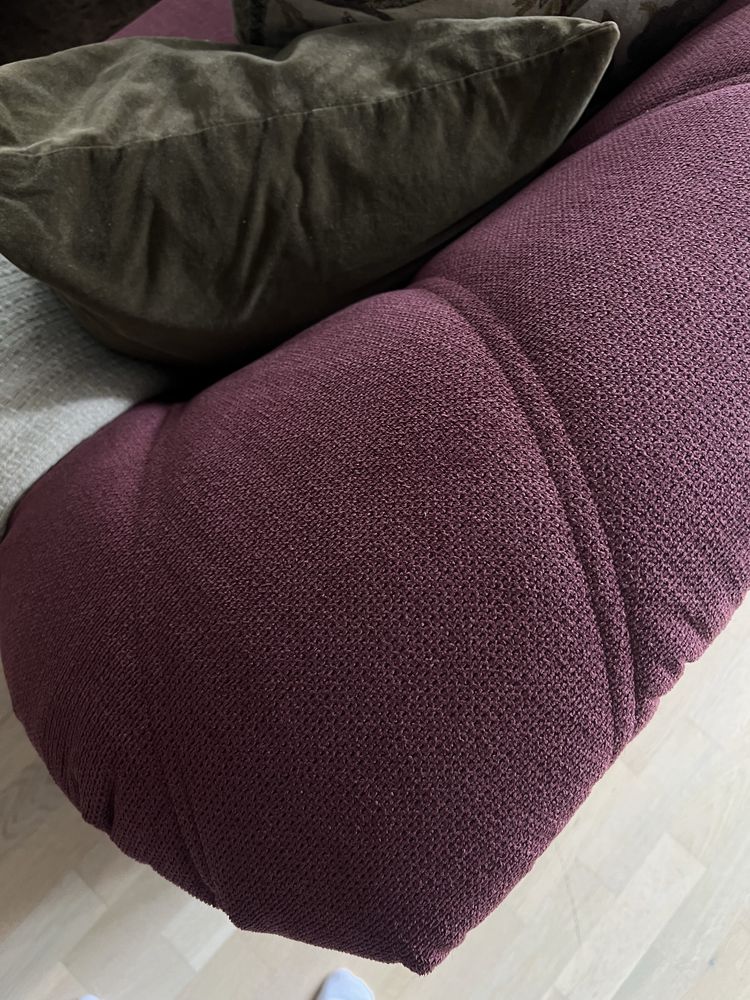 Duża kanapa sofa wypoczynek 5-os bordowa funkcja spania