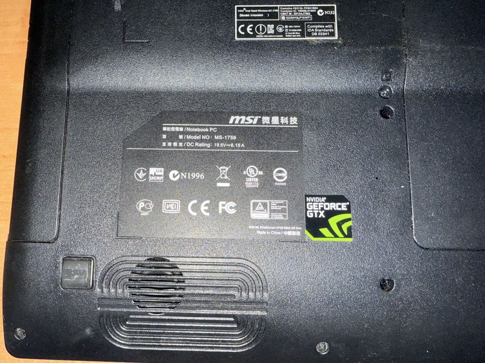 Laptop MSI GE70 2PE 1000 GB HDD + 256 SSD M2 i7 GTX 860 17” cali